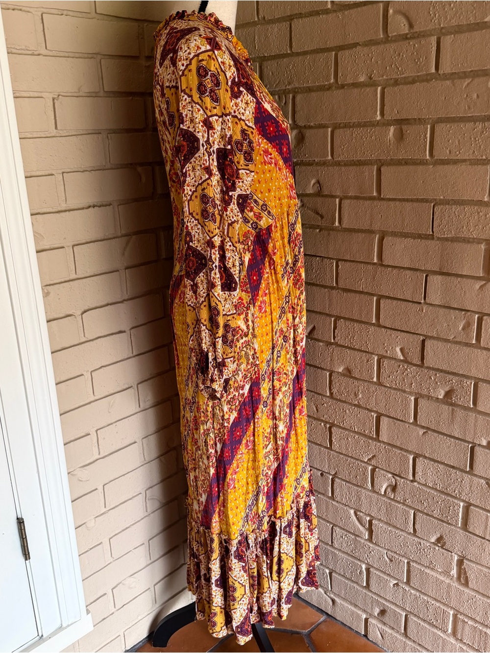 Umgee Floral Tiered Boho Maxi Dress Flowy Festival Hippie Beach Resort Size L - Picture 4 of 9